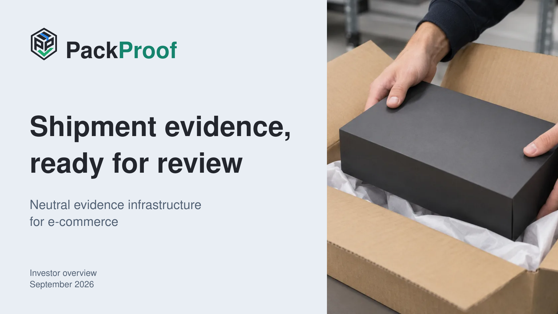 PackProof investor deck cover